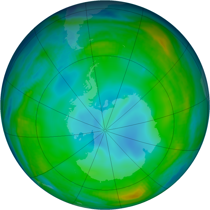 Antarctic ozone map for 27 June 1999